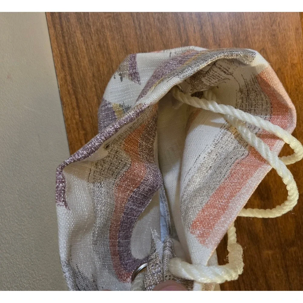 Woven Southwestern Geometric Tote Bag with White Rope Straps Earth Tones